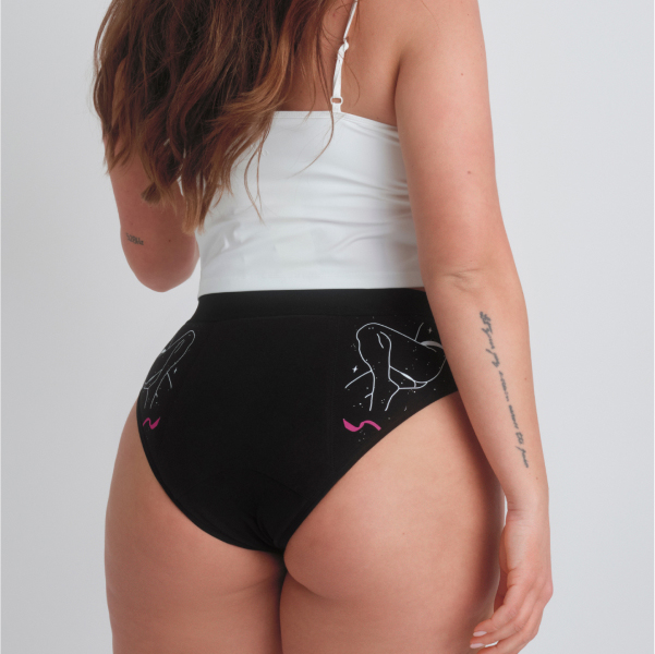 INTIMINA Bloom Mutandine Mestruali Vita Alta - Confezione Da 3 (Rosa E Nero) - Cotone Biologico, Assorbenti, Riutilizzabili, Taglia XXL